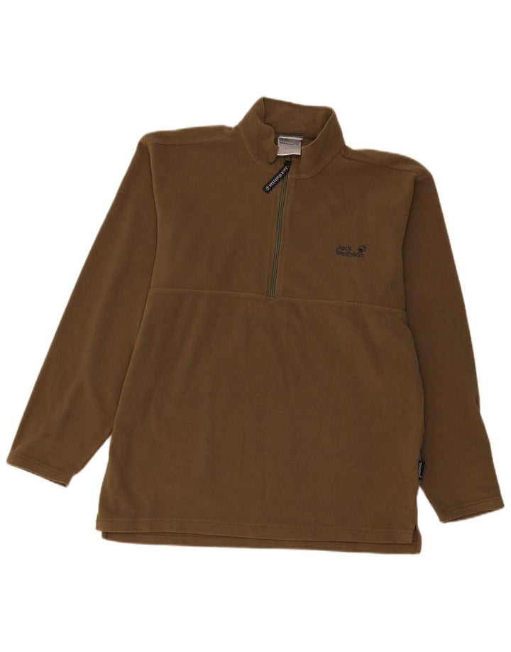 JACK WOLFSKIN Jersey polar con cuello y cremallera para hombre UK 40/42 Large Caqui Poliéster