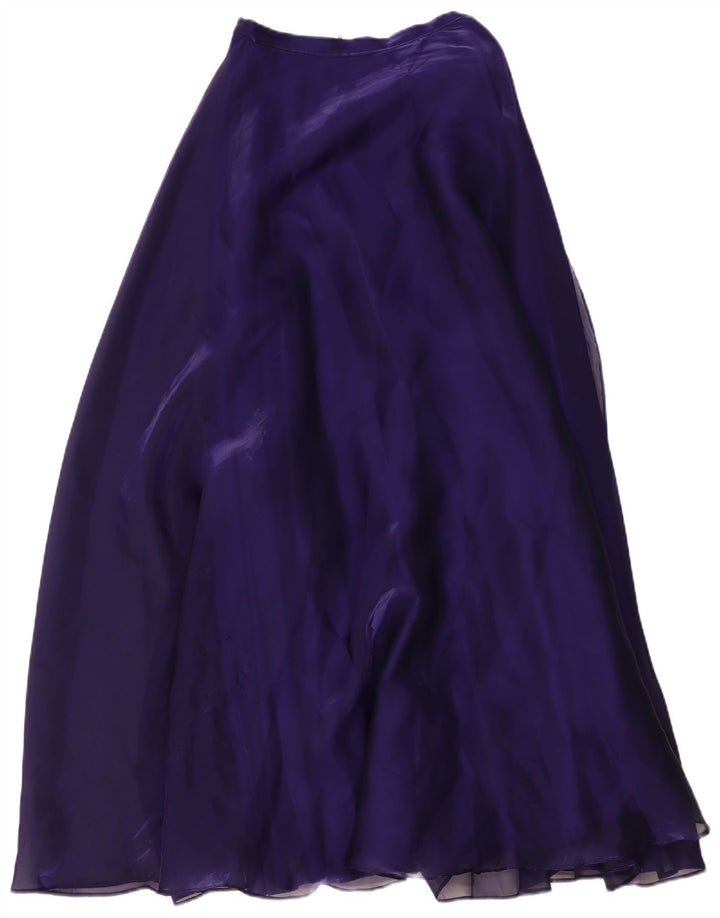 Vintage mujer Maxi falda pequeña W26 poliéster púrpura