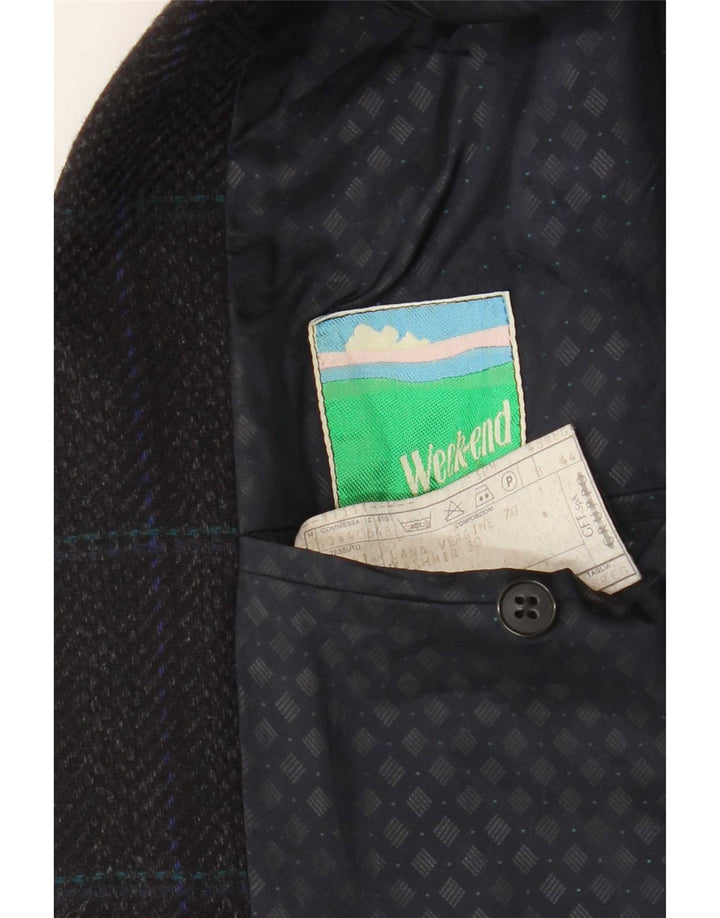 Chaqueta tipo blazer de 2 botones para hombre Weekend IT 48 Lana virgen a cuadros negros medianos