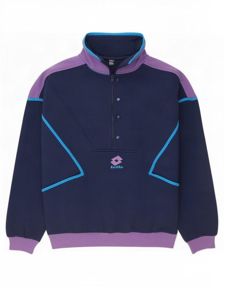 Lotto Hombre Sudadera Con Cremallera Y Cuello Jersey Grande Azul Marino Colorblock Poliéster