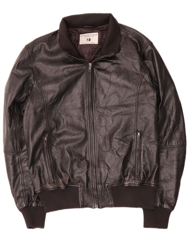 Vintage hombres chaqueta de cuero Reino Unido 40 grande negro