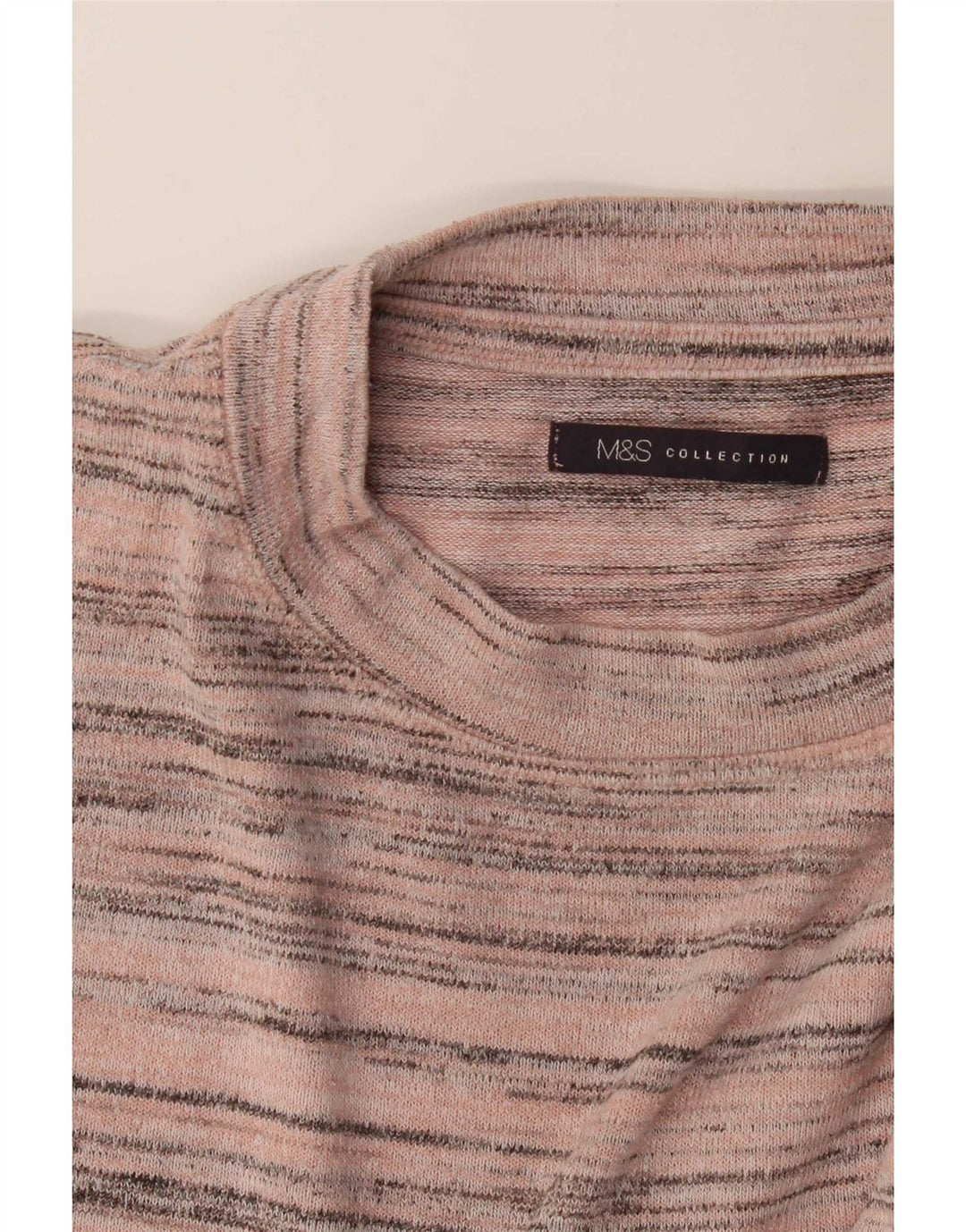 Marks & Spencer - Jersey de cuello redondo para mujer, talla 40, talla mediana, color rosa a rayas