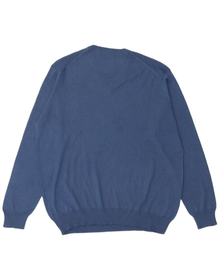 Carrera - Jersey con cuello en V para hombre, talla 2XL, lana azul