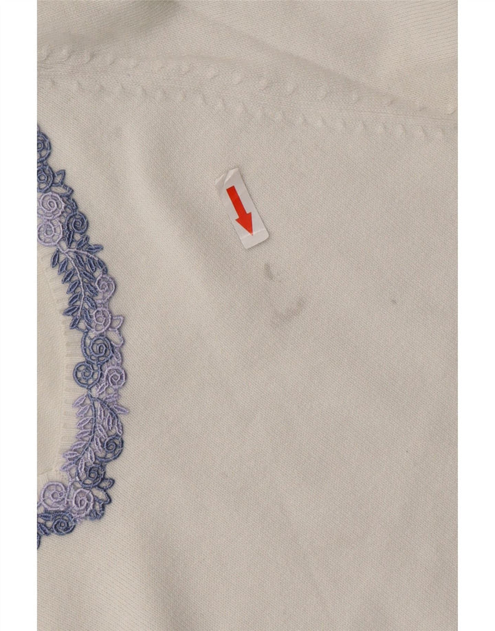 ZARA Jersey con cuello en V para mujer UK 44 Large Algodón blanco