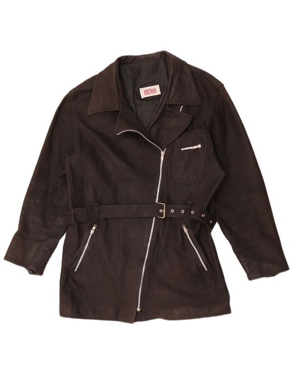 Vintage mujer chaqueta de cuero Reino Unido 20 2XL marrón