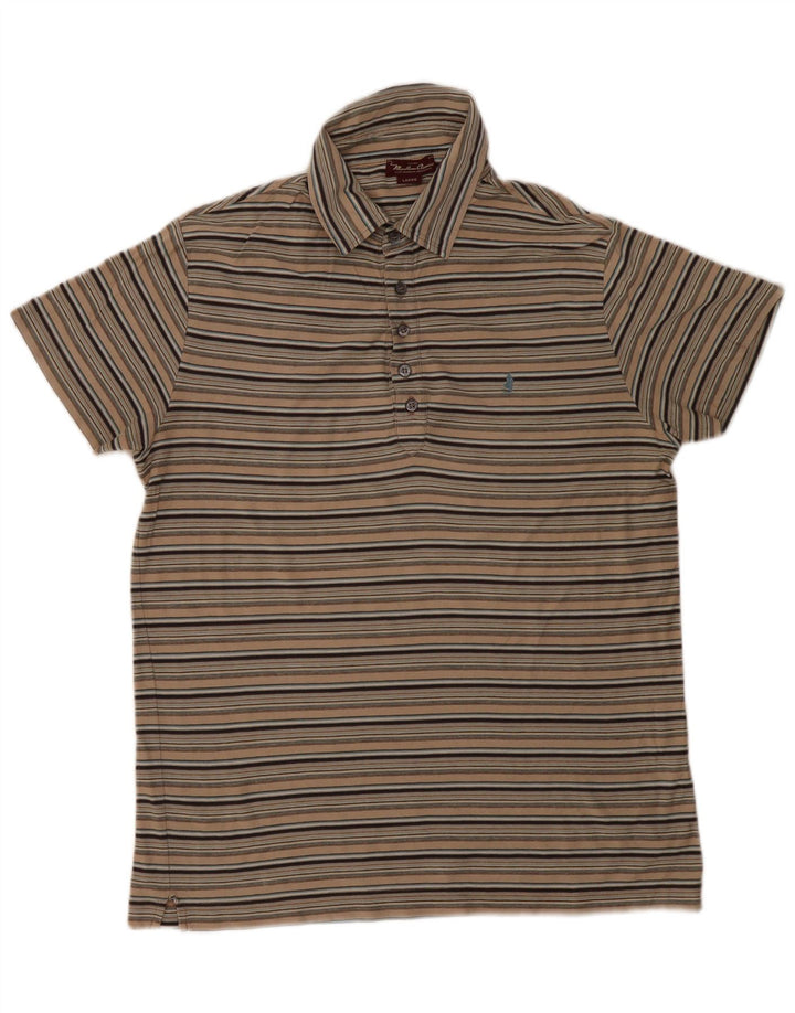 Marlboro Classics Polo para hombre grande a rayas beige