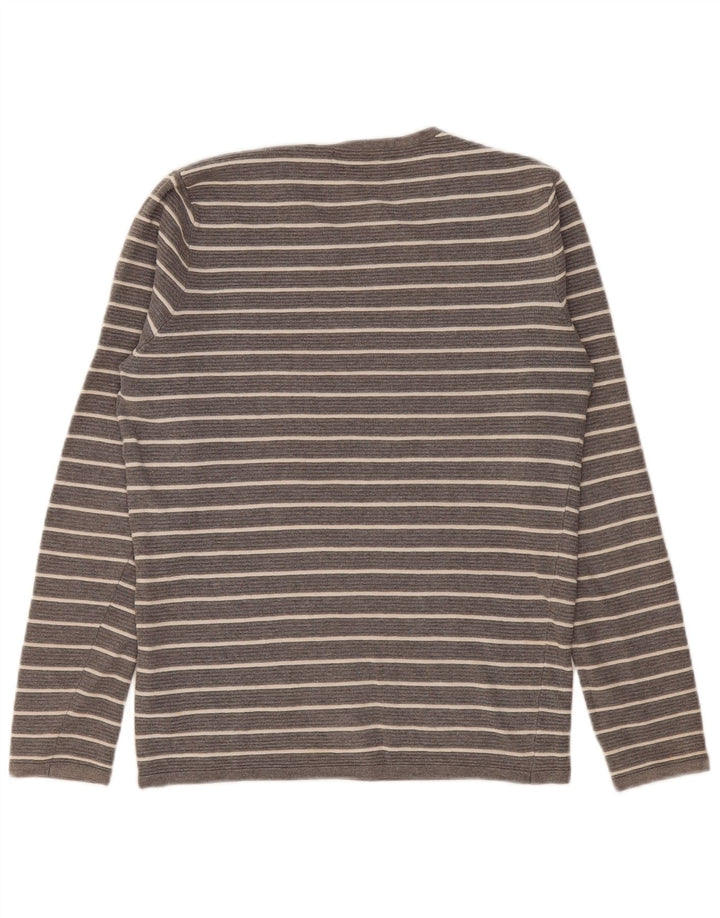 Zara Hombre Top Manga Larga Algodón Rayas Gris Pequeño