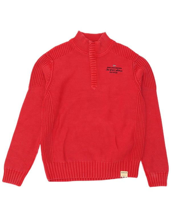 Napapijri Suéter tipo jersey con cuello y cremallera Geographic para hombre 2XL Algodón rojo