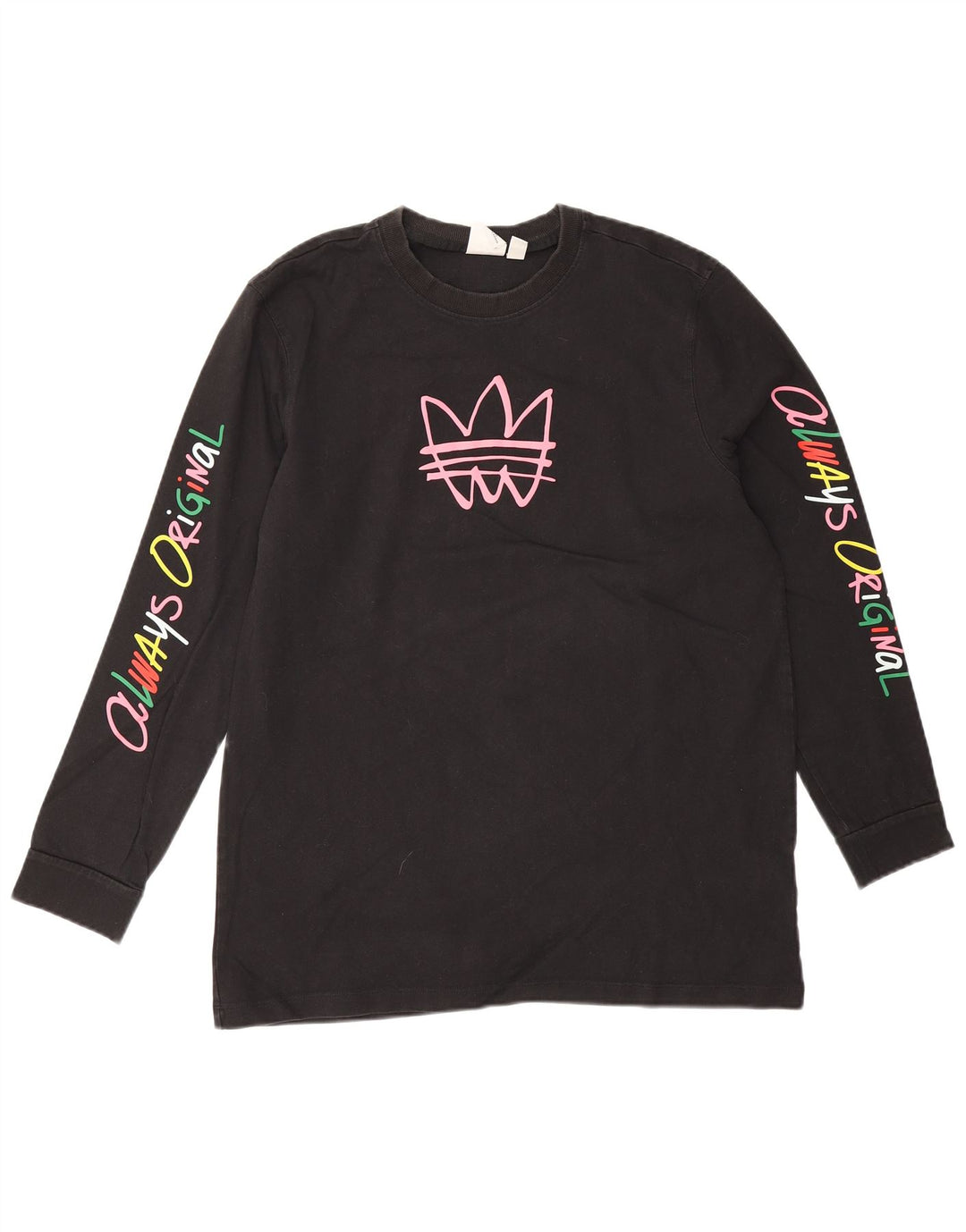 Adidas Mujer Gráfico Top Manga Larga UK 44 Mediano Negro Algodón