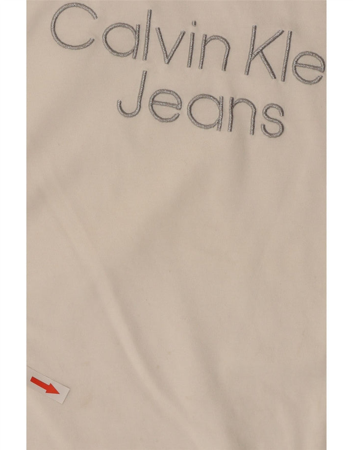 Calvin Klein Jeans - Camiseta corta con gráfico para mujer, talla 40, talla mediana, color blanco