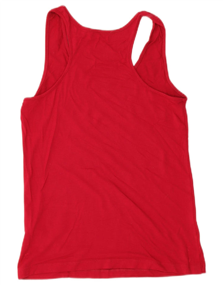 Liu Jo Mujer Gráfico Chaleco Top UK 10 Small Viscosa Roja