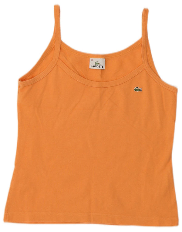 Lacoste Mujer Crop Cami Top Talla 38 Algodón Naranja Mediano