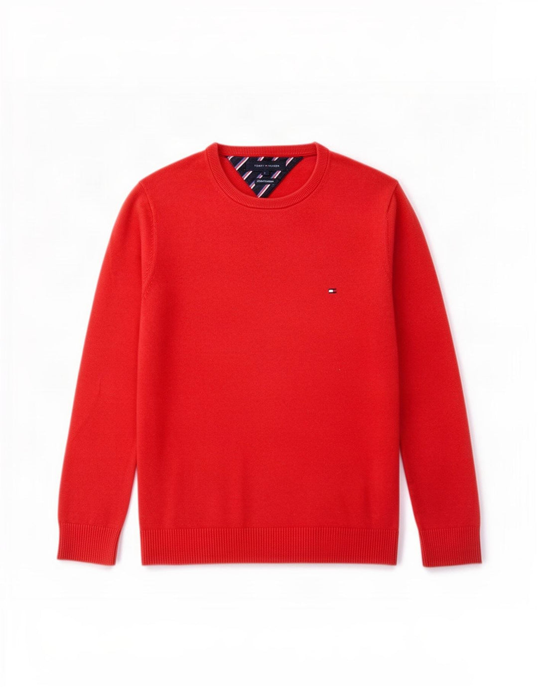Tommy Hilfiger Jersey de cuello redondo para hombre pequeño de algodón rojo