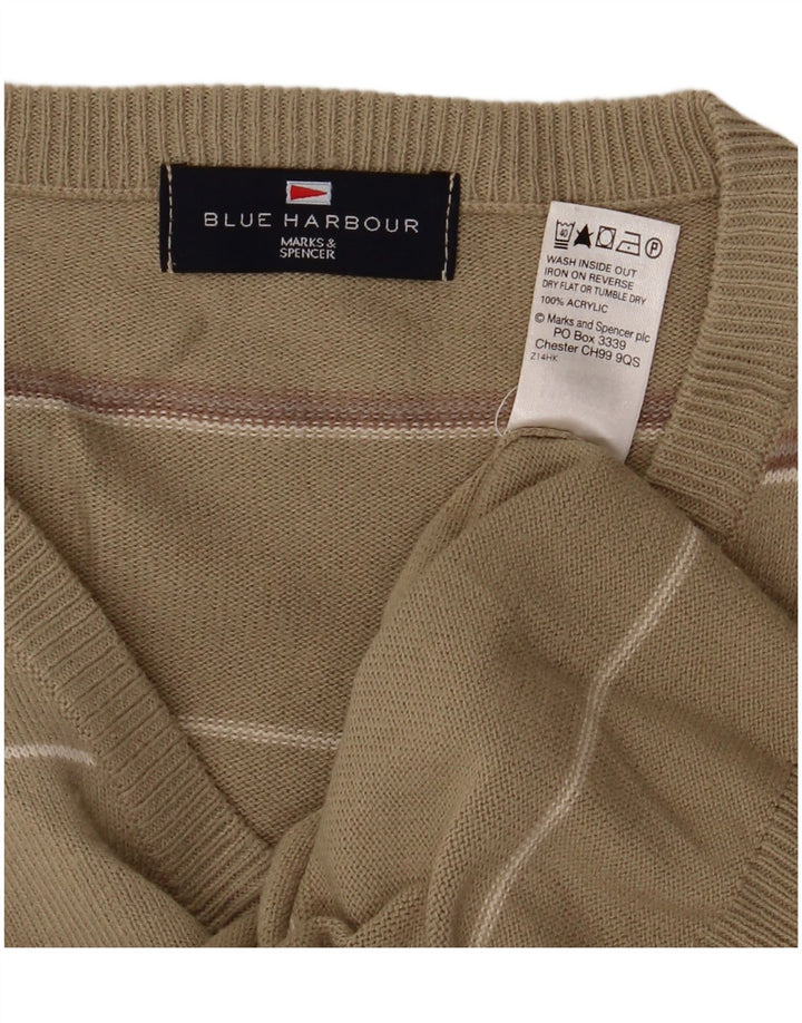 Marks & Spencer Suéter con Cuello en V Blue Harbor para Hombre Caqui Mediano