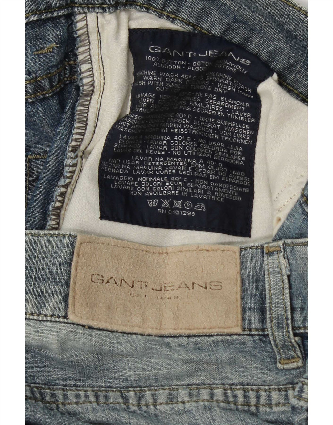 Gant Vaqueros Rectos Para Hombre W34 L31 Algodón Azul