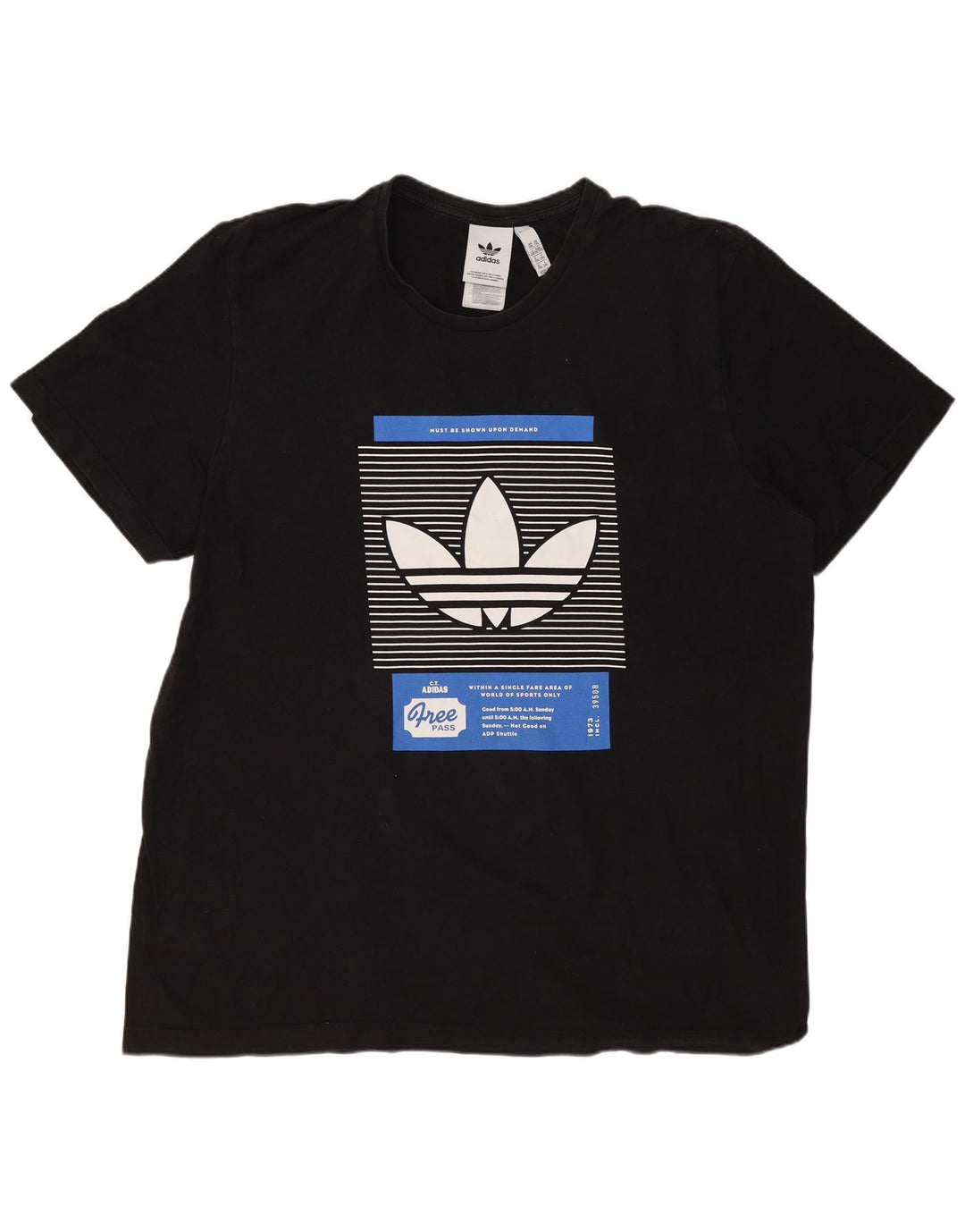 ADIDAS Camiseta gráfica para hombre Top 2XL Algodón negro