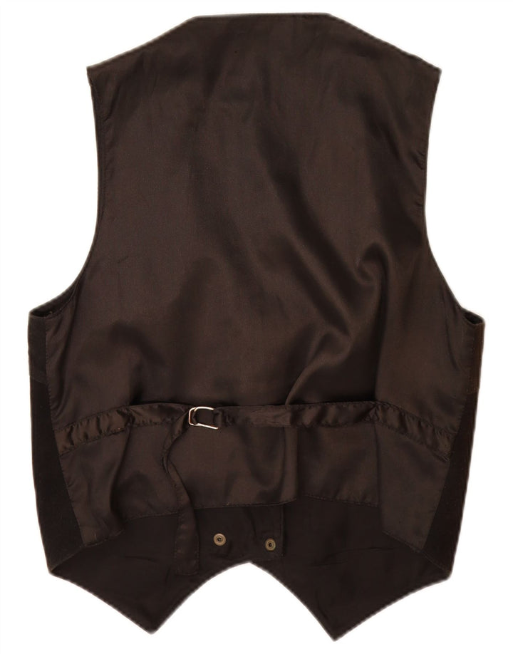Vintage mujer ante chaleco Reino Unido 14 cuero negro medio