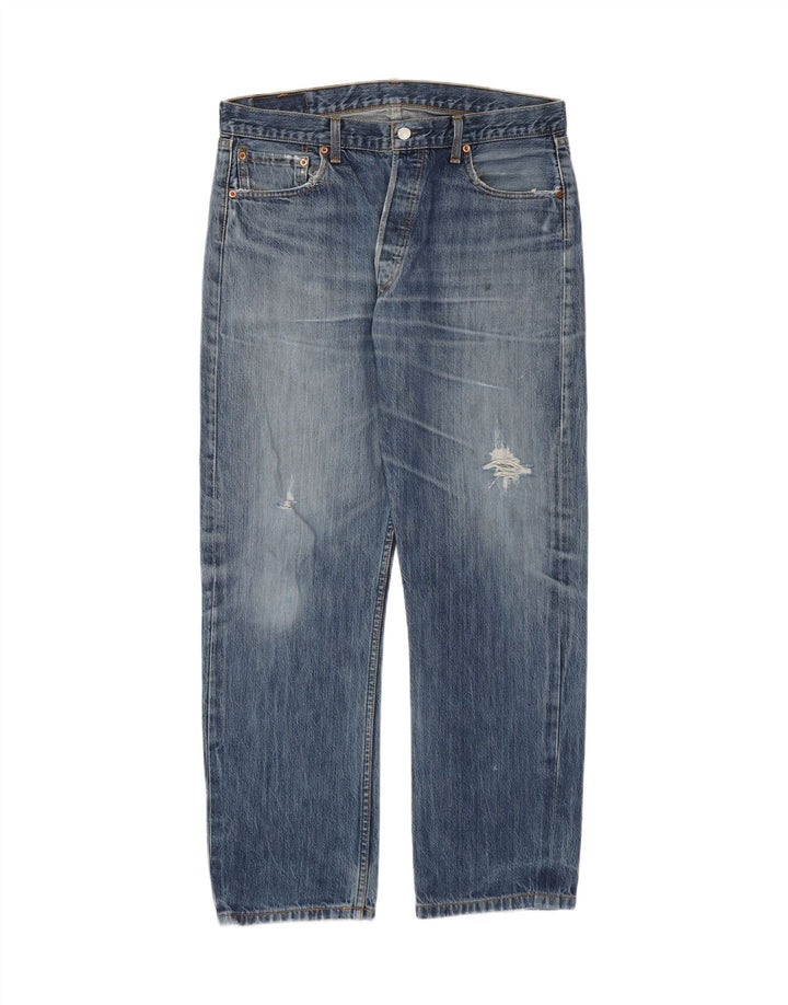 Levi's Jeans rectos desgastados 501 para hombre W36 L30 Algodón azul