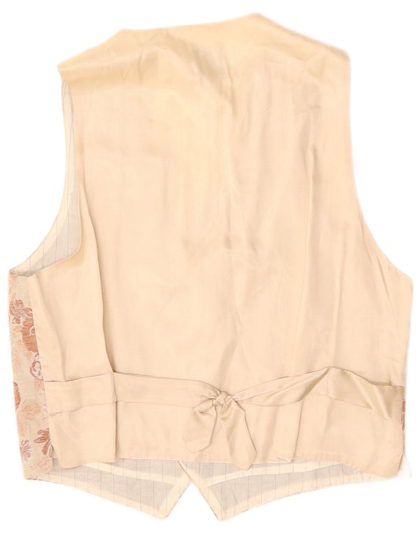 Chaleco vintage para mujer Reino Unido 18 XL Acetato floral beige