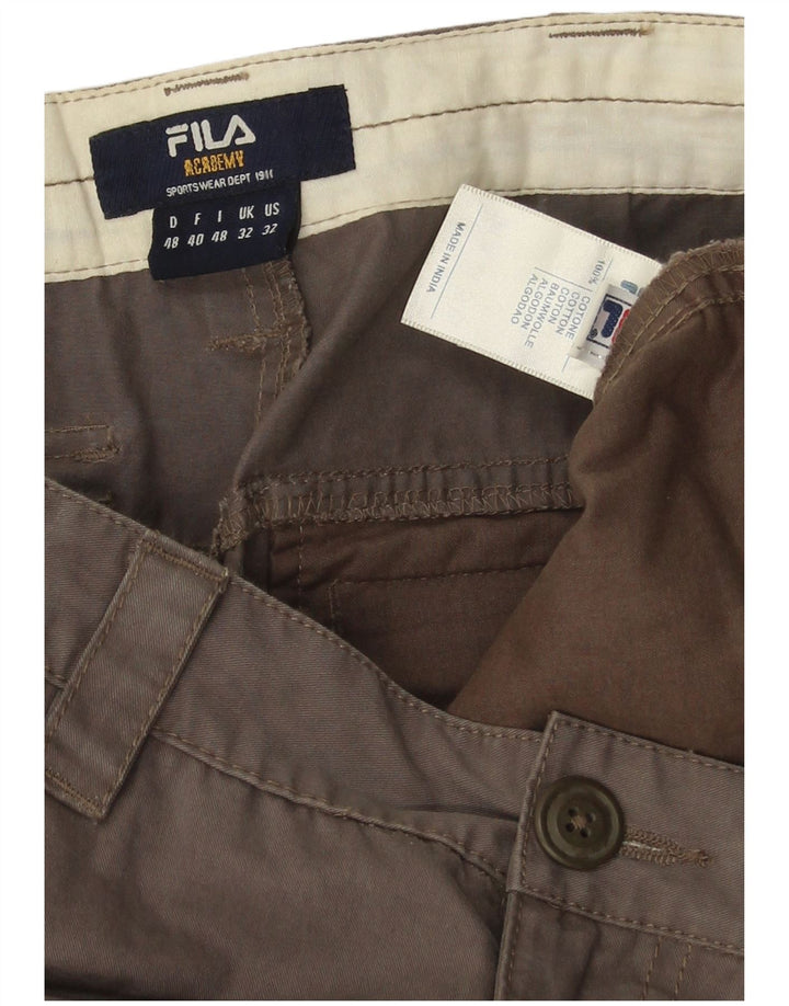 Fila Pantalón cargo recto para hombre W32 L28 Algodón marrón