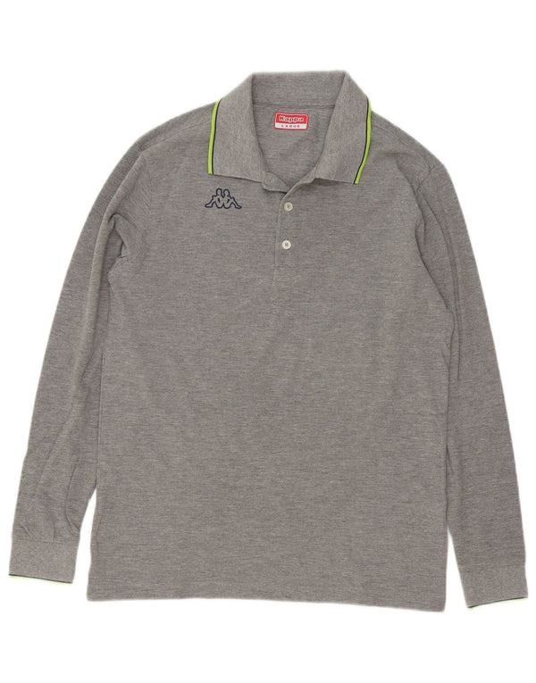 Kappa Polo De Manga Larga Para Hombre De Algodón A Rayas Gris Grande