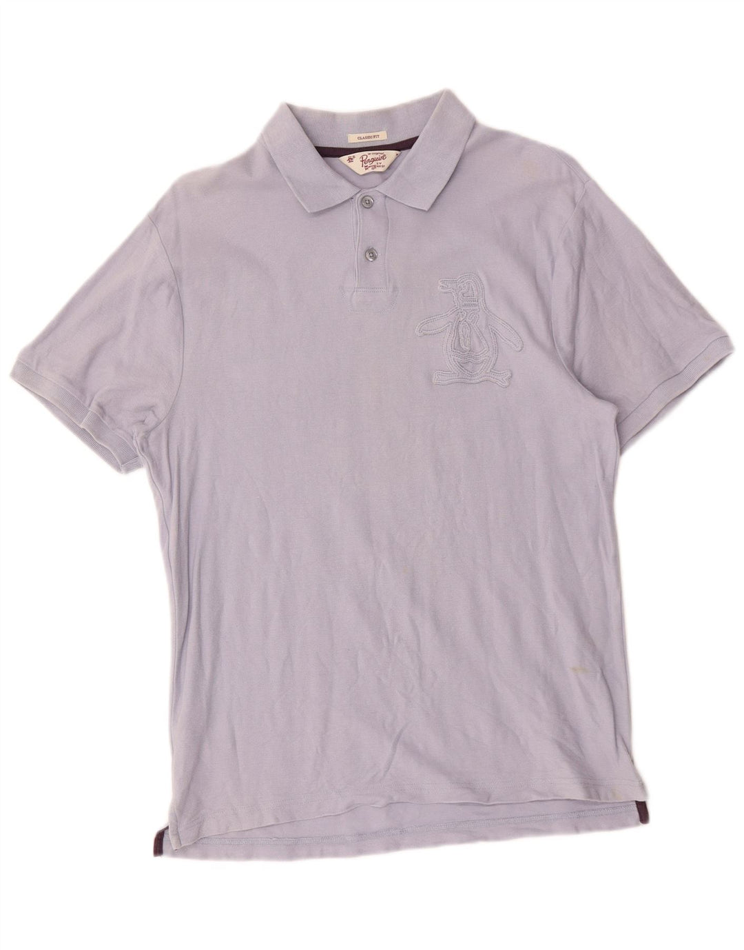 Polo Penguin de corte clásico con gráfico para hombre de algodón azul medio