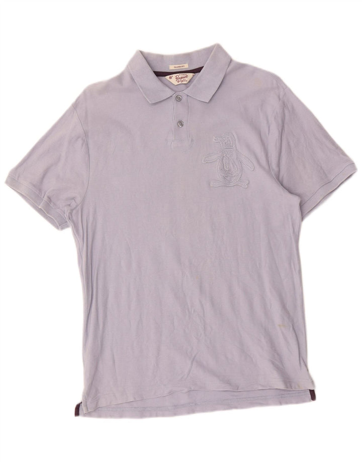 Polo Penguin de corte clásico con gráfico para hombre de algodón azul medio