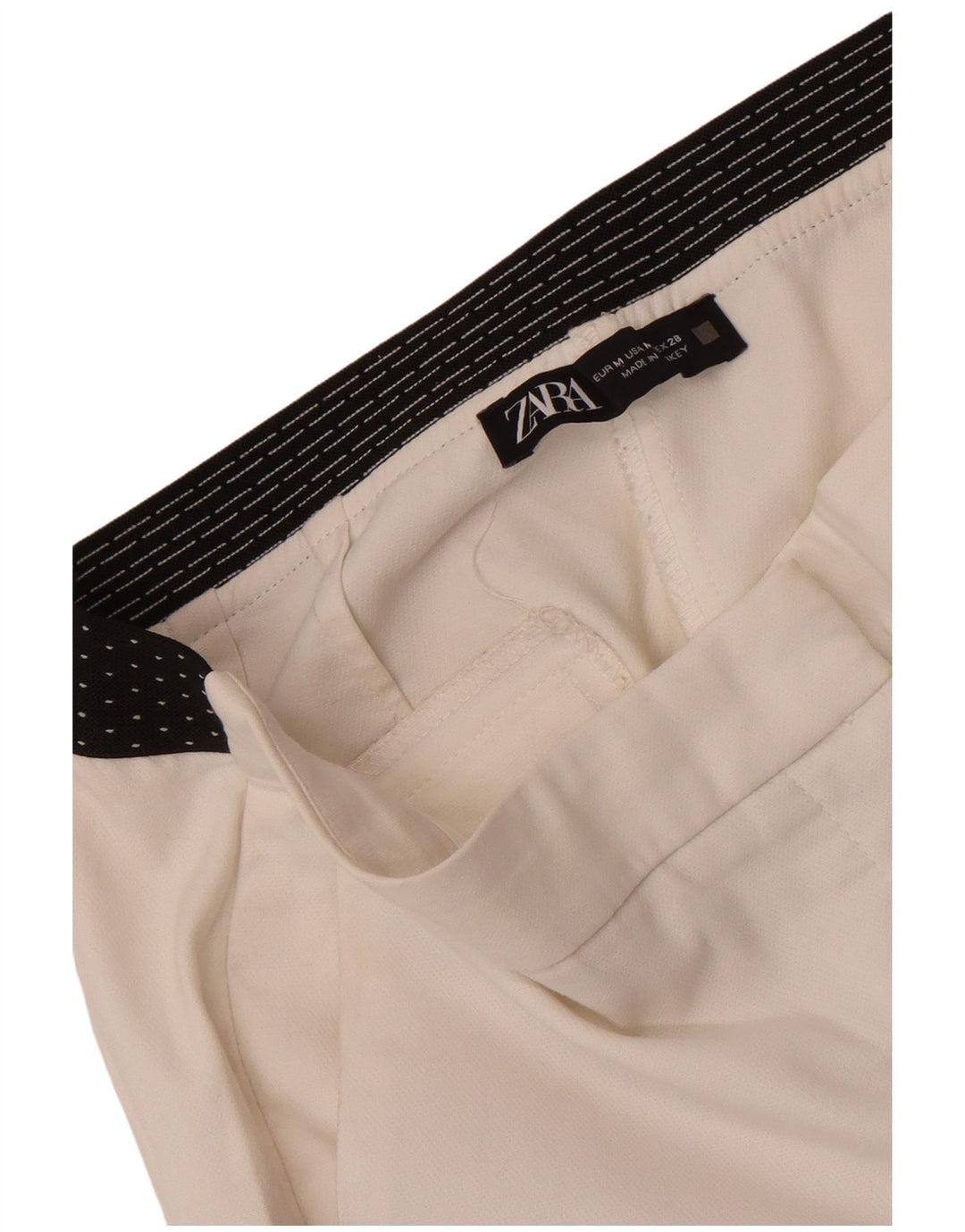 Zara Mujer Pantalón Chino Slim Medium W28 L27 Blanco Colorblock