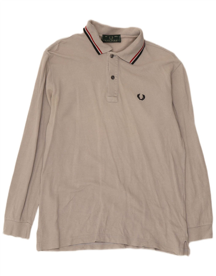 Fred Perry Polo De Manga Larga Para Hombre Clásico De Algodón Gris Medio