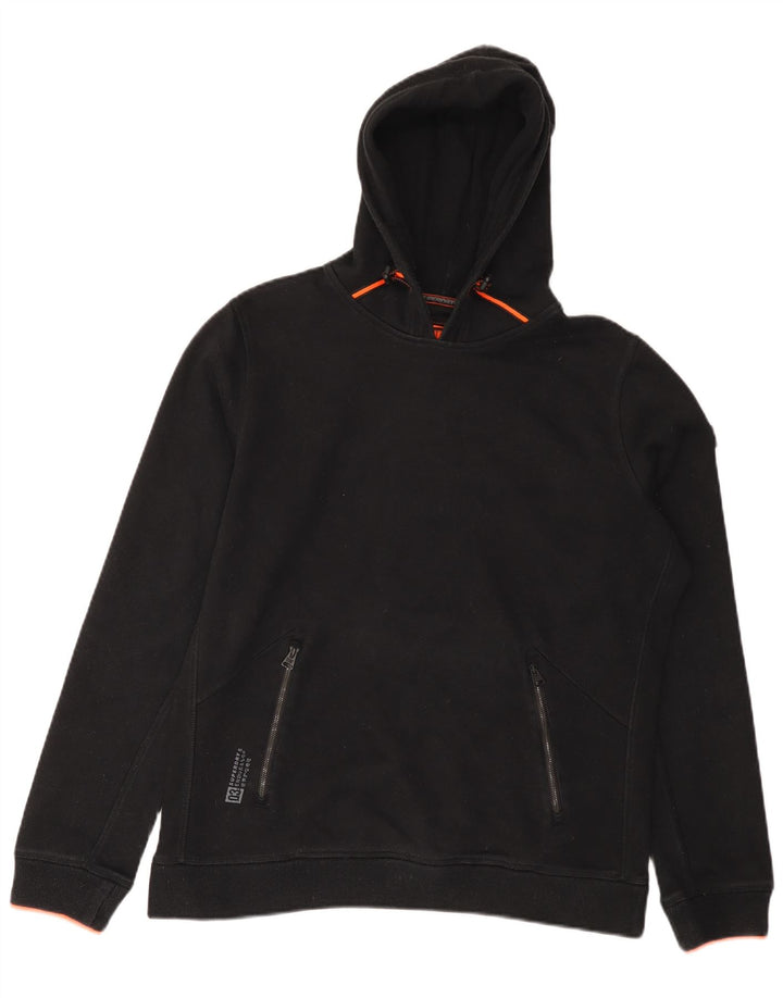 Superdry Jersey con capucha para hombre, talla grande, poliéster negro
