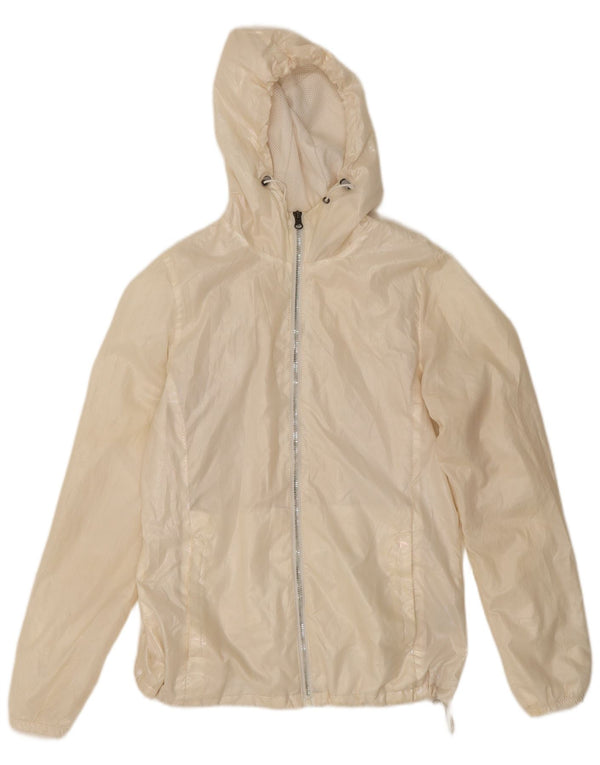 New Balance Chaqueta impermeable con capucha para mujer UK 10 Small Off White Poliéster