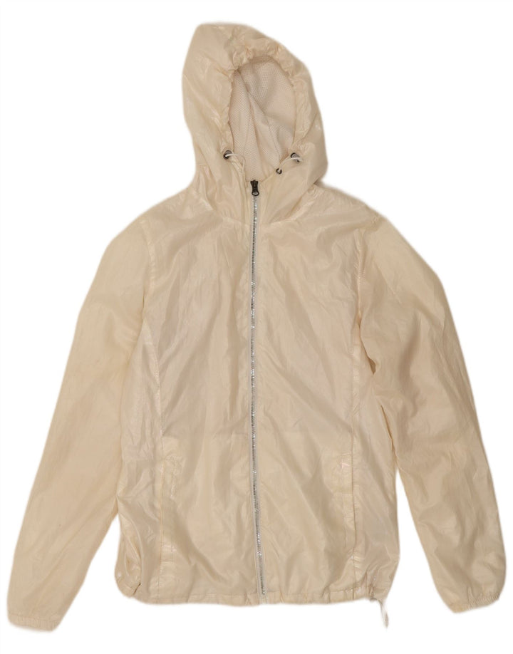 New Balance Chaqueta impermeable con capucha para mujer UK 10 Small Off White Poliéster