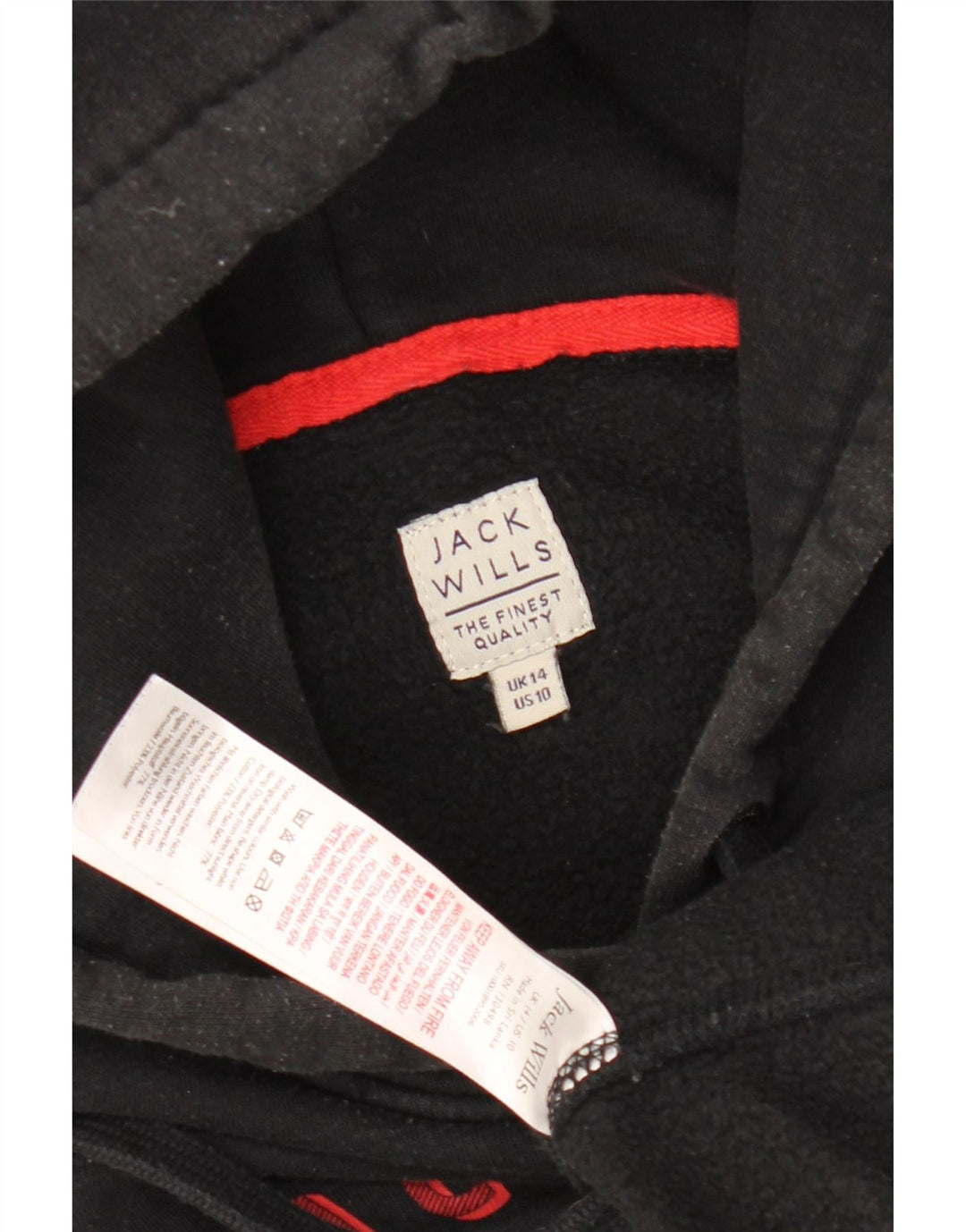 JACK WILLS Jersey con capucha gráfico para mujer Reino Unido 44 Grande Algodón negro