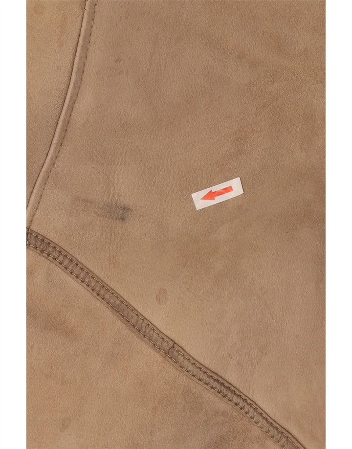 Vintage mujer shearling chaqueta IT 46 grande beige shearling