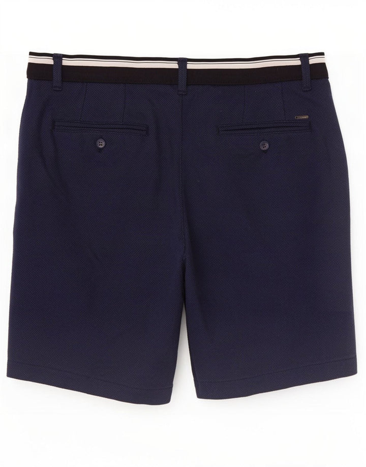 Zara Hombre Chino Shorts Medium W31 Poliéster Azul Marino