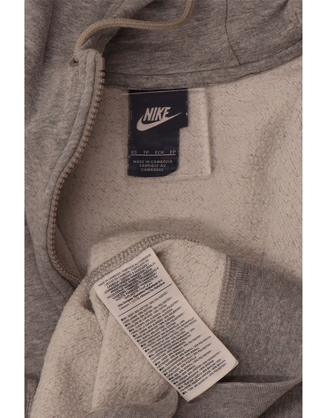 NIKE Mens Zip Hoodie Sweater XS Grey Cotton Vintage Nike and Second-Hand Nike from Messina Hembry 