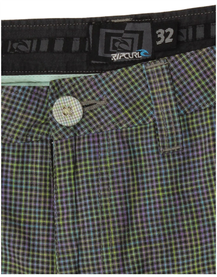Pantalones cortos chinos Rip Curl para hombre W32 Poliéster a cuadros multicolor mediano