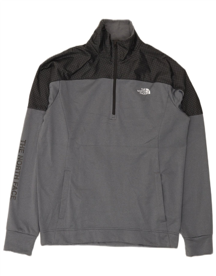 The North Face Sudadera con gráfico gráfico para hombre, jersey pequeño en bloques de color gris