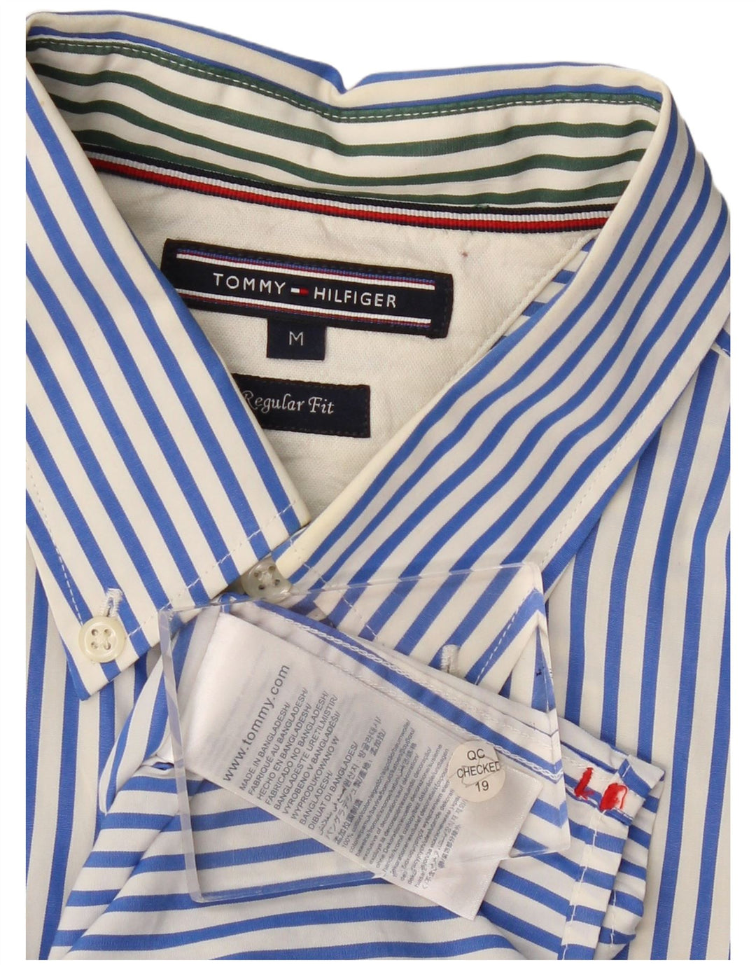 TOMMY HILFIGER Camisa de corte regular para hombre de algodón a rayas azul medio