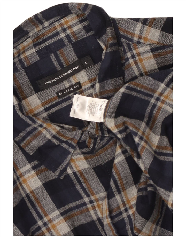 Camisa de franela de corte clásico para hombre de French Connection, cuadros grandes en azul marino