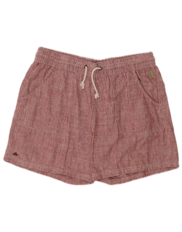 Little Kathmandu Pantalones cortos casuales para mujer UK 12 Medium W32 Cáñamo a rayas rojas