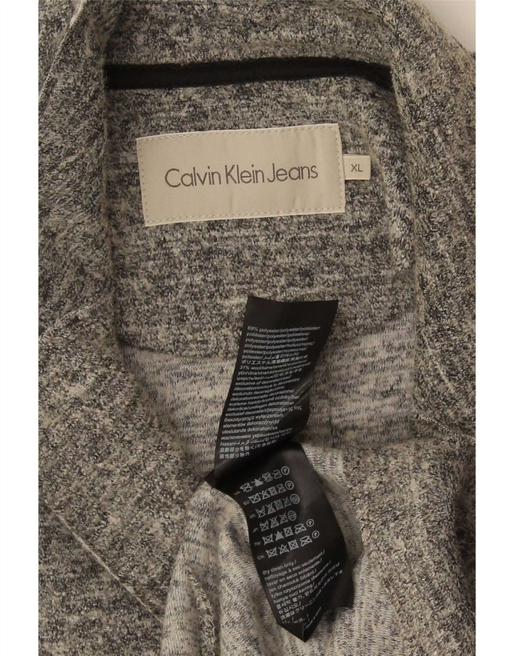 Calvin Klein Jeans Abrigo para mujer UK 40 XL Poliéster moteado gris