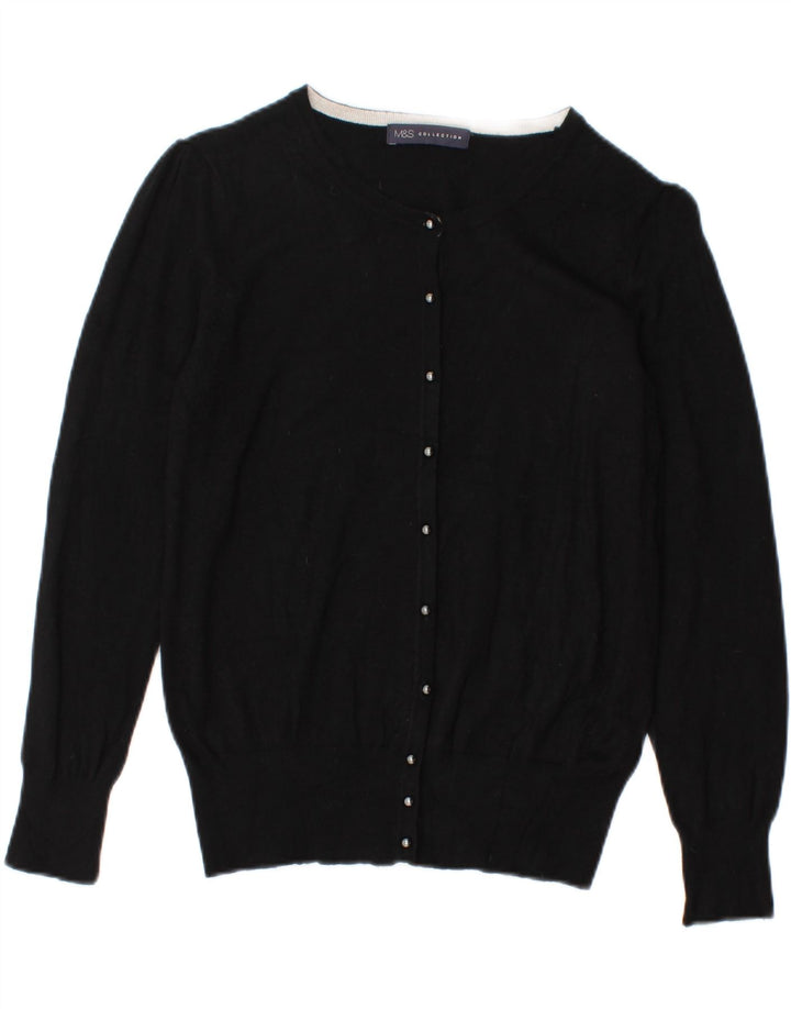 MARKS & SPENCER Womens Cardigan Sweater UK 12 Medium Black Viscose Vintage Marks & Spencer and Second-Hand Marks & Spencer from Messina Hembry 
