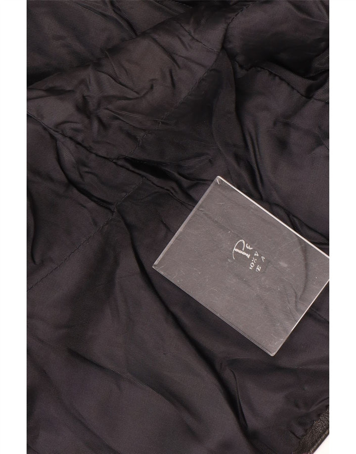 VINTAGE Chaqueta de cuero para mujer Reino Unido 16 Cuero floral negro grande