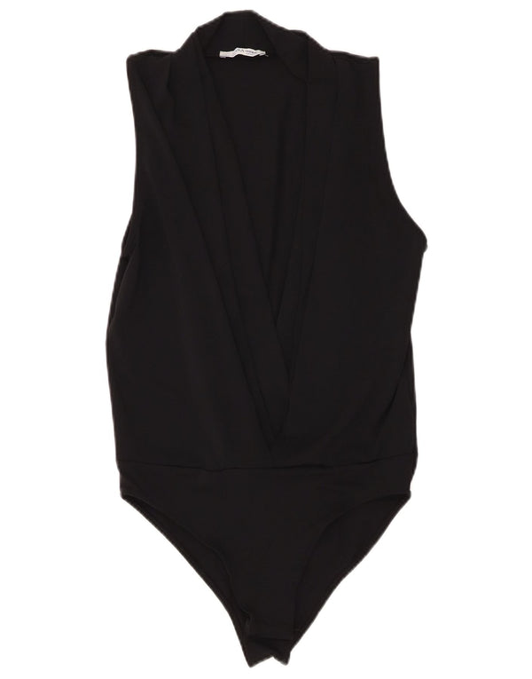 ZARA Mujer Trafaluc Body Sin Mangas UK 40 Small Negro Poliéster