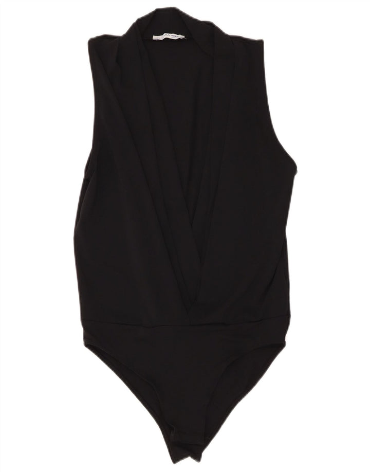 ZARA Mujer Trafaluc Body Sin Mangas UK 40 Small Negro Poliéster