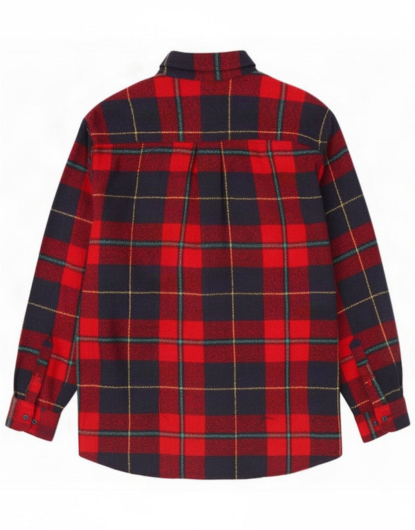 Camisa de franela vintage para hombre a cuadros rojos medianos