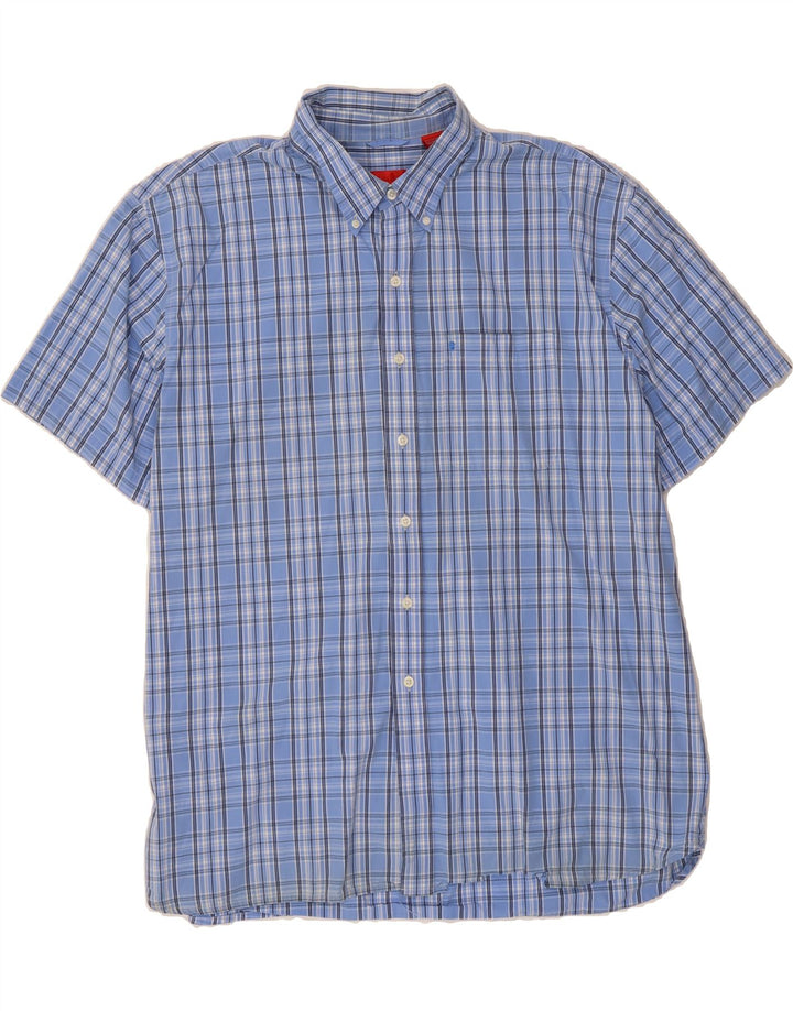 IZOD Mens Short Sleeve Shirt 2XL Blue Check Cotton Vintage Izod and Second-Hand Izod from Messina Hembry 