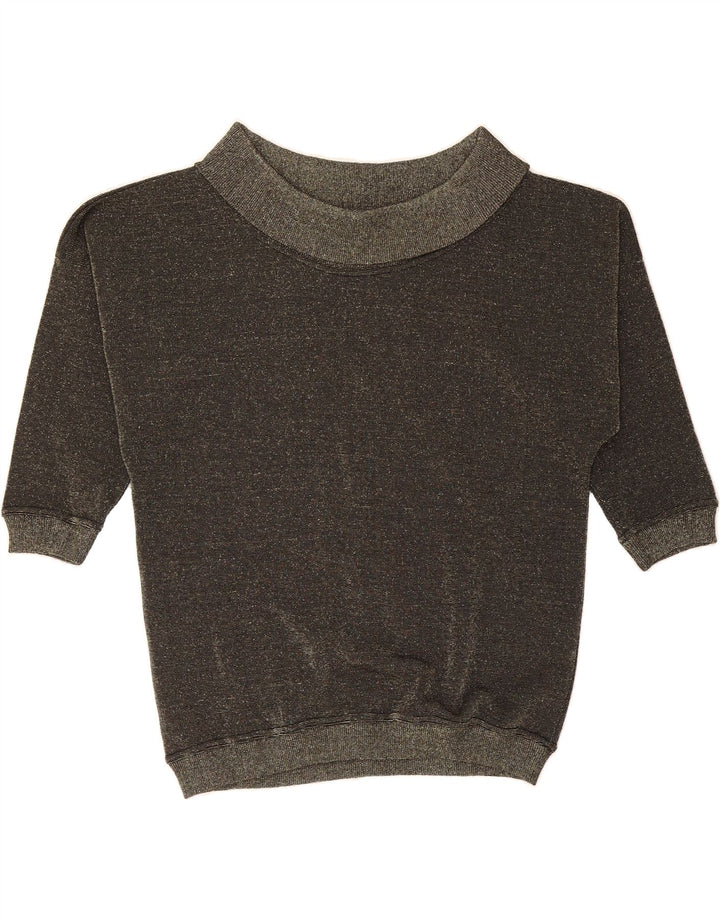 VINTAGE Womens 3/4 Sleeve Roll Neck Jumper Sweater UK 14 Medium Grey Vintage Vintage and Second-Hand Vintage from Messina Hembry 