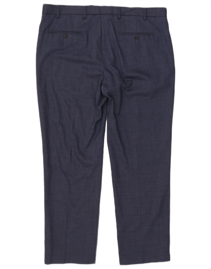 Marks & Spencer Pantalón de traje de corte regular para hombre W38 L29 Lana azul